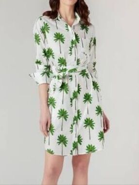 Katie Kime Sophia Palm Grove Shirt Dress with Belt M